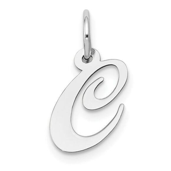 10k White Gold Small Fancy Script Initial C Charm - Picture 1 of 2